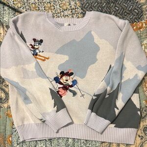 Disney Mickey Mouse Ski Adventure Sweater - Light Blue and Gray